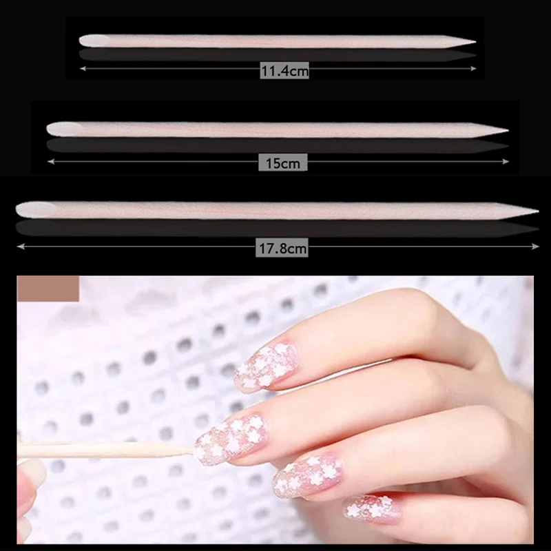 

100pcs Nail Art Double Sided Orange Wooden Stick Sticks Cuticle Pusher Remover For Nail Care Manicure Useful Tools