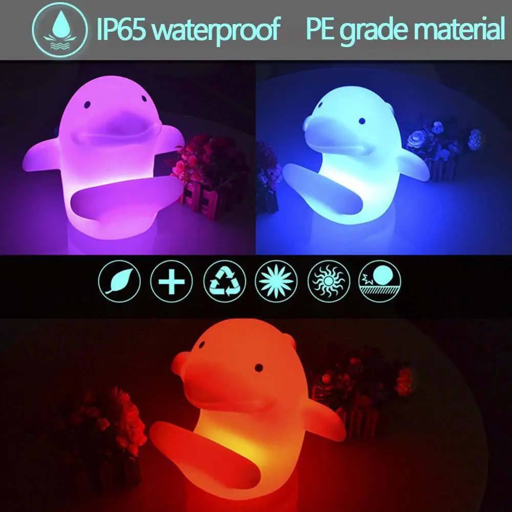 

Household Kids Room White Creative Colorful Dolphin Night Light With LED And Battery Light Decroation Decro Supplies