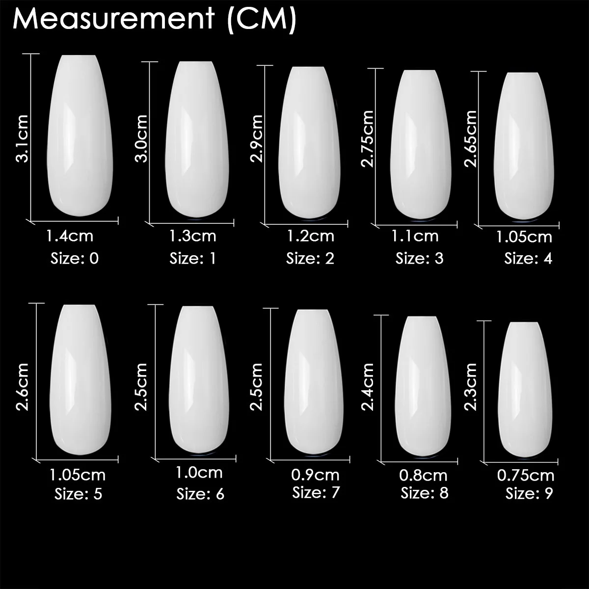 100 Pieces Per Pack Of One Certain Size Ballerina Coffin Full Cover Acrylic False Nails Fake Nail Manicure 0 1 2 3 4 5 6 | Красота и