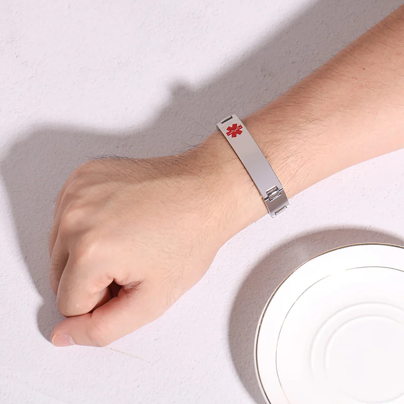 Персонализированные Гравированные медицинские браслеты из нержавеющей стали с