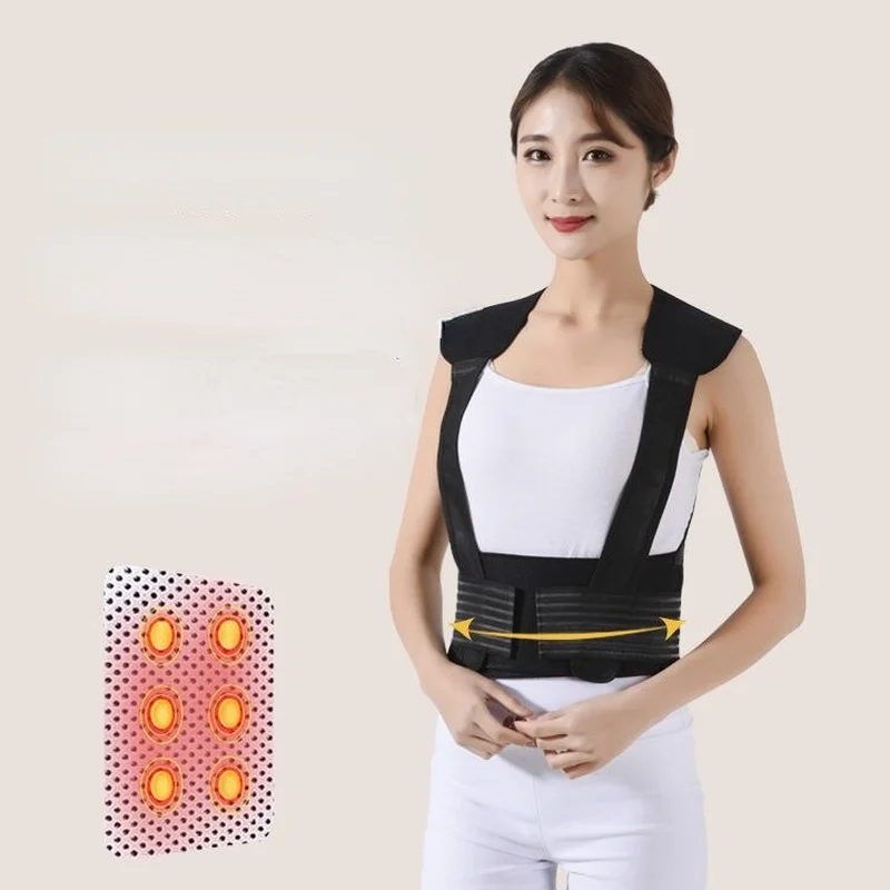 

108pcs Magnetic Tourmaline Self-heating Brace Support Belt Back Pain Relief Spine Back Shoulder Lumbar Posture Corrector Therapy