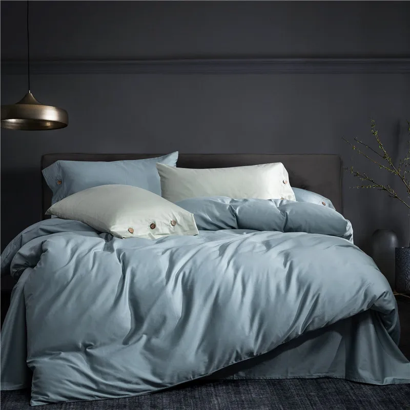 

Modern Style 60S Long Stapled Cotton Satin Duvet Cover Bed Sheet Pillowcases Olive Green Blue Pink Navy Blue Brown Khaki Purple