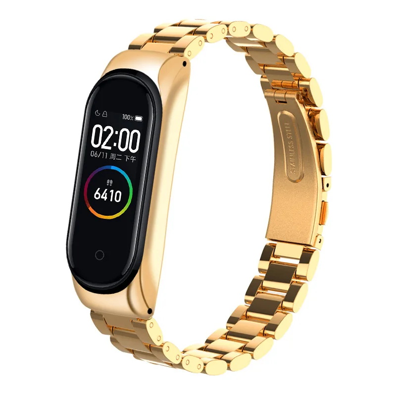 Metal Stainless Steel Wristband For Xiaomi Mi Band 7 6 5 Gold Silver Fashion Watchband Bracelet Replacement Strap For Mi Band3 4