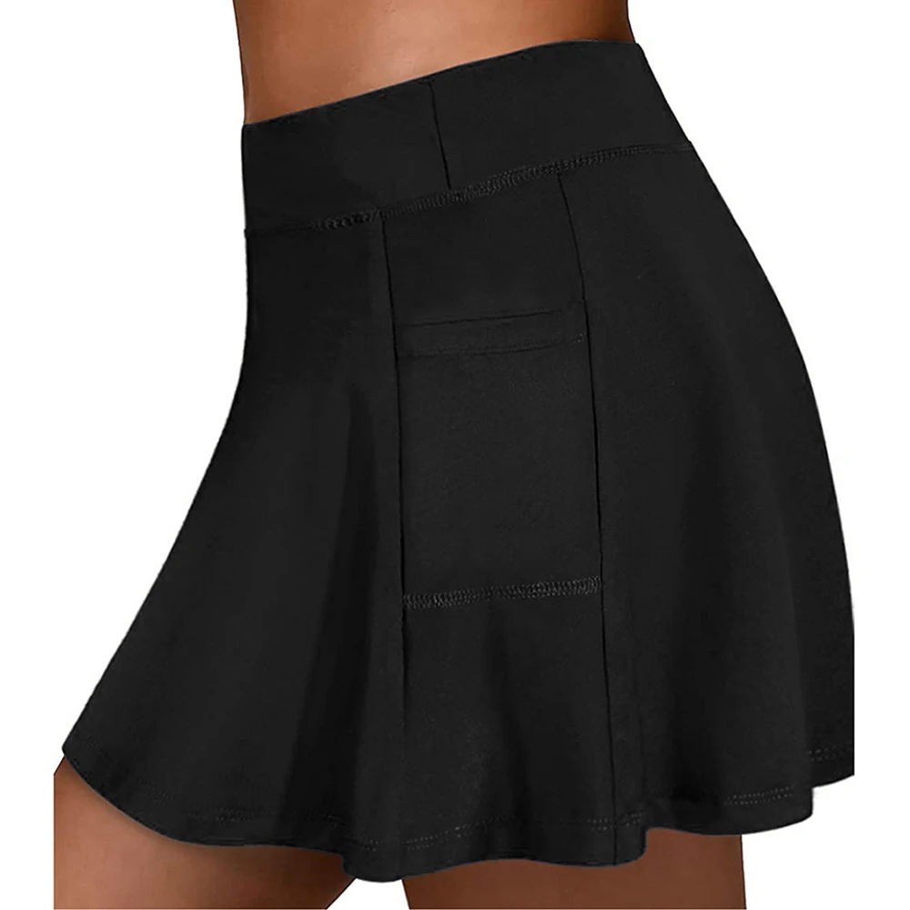 

Solid Women's Skorts Lightweight Active Two-Layer Running Tennis Workout Sports Mini Skirts Pocket High Waist Bottoms Skirt