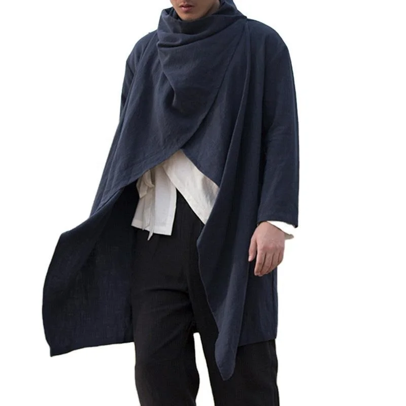 

Spring 2020 new men's windbreaker medium long Cape cardigan long sleeve coat trend l033