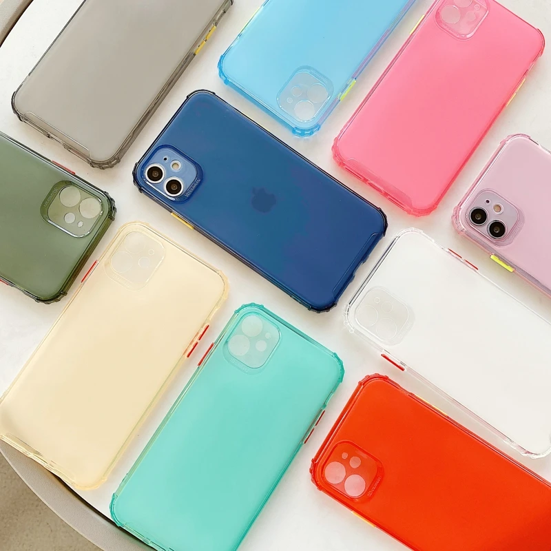 Неоновый флуоресцентный однотонный чехол для телефона iPhone SE 2020 11 Pro Max мягкий