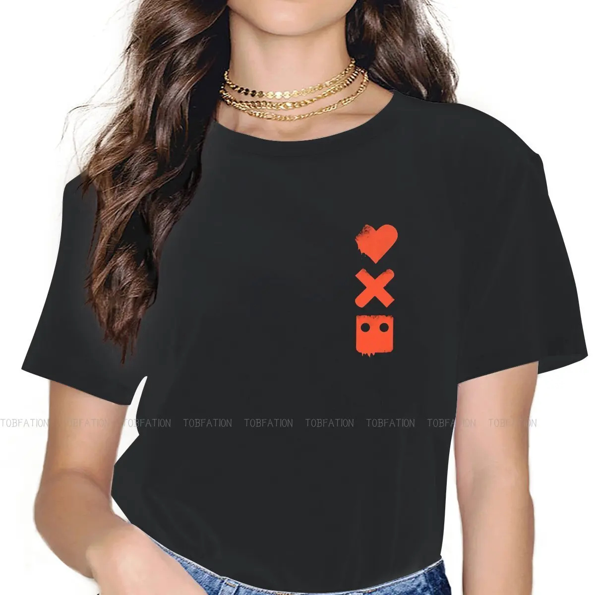 

Orange Logo Women's TShirt Love Death And Robots TV Girls Graphic Tees O-neck Female T Shirt 4XL Funny Hipster Gift