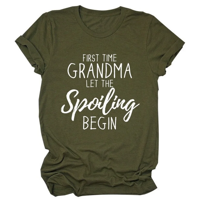 

Grandma Spoiling Letter Print Women T Shirt Short Sleeve O Neck Loose Women Tshirt Ladies Tee Shirt Tops Clothes Camisetas Mujer