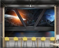 3d wallpaper with custom photo mural cool spaceship cabin door porthole bar ktv room home decor 3d photo wallpaper on the wall