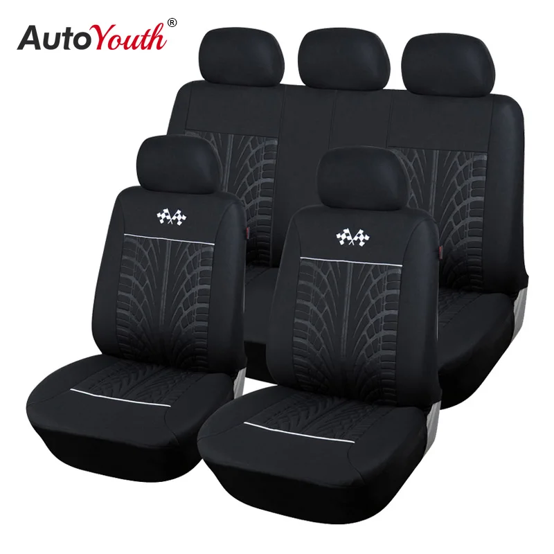 Чехлы Для Автомобильных Сидений AUTOYOUTH Универсальный Цвет Чёрный и Серый 9 Шт. Набор Маленькие флаги картина Стиль