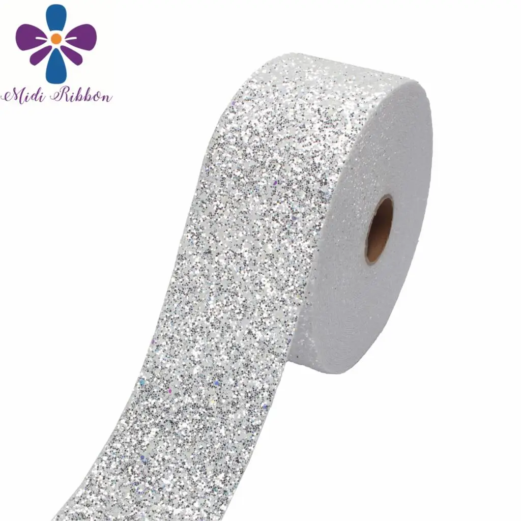 

3"75mm Shiny Glitter Chunky Vinyl Ribbon Glow in the Dark DIY Hair Bowknots Party Decor 20yards/roll Merry Christmas Green