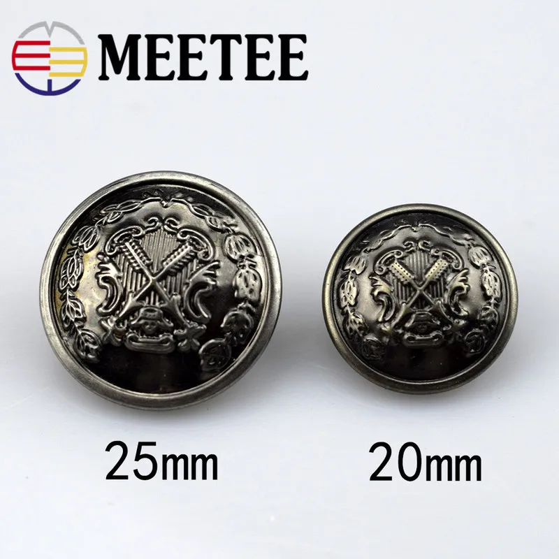 10 шт. Meetee 20/25 мм Винтаж Медь металла пальто Верхняя одежда на пуговицах DIY кожаный свитер джинсовая рубашка Декор Аксессуары с пряжкой ручной работы для детей B3-14
