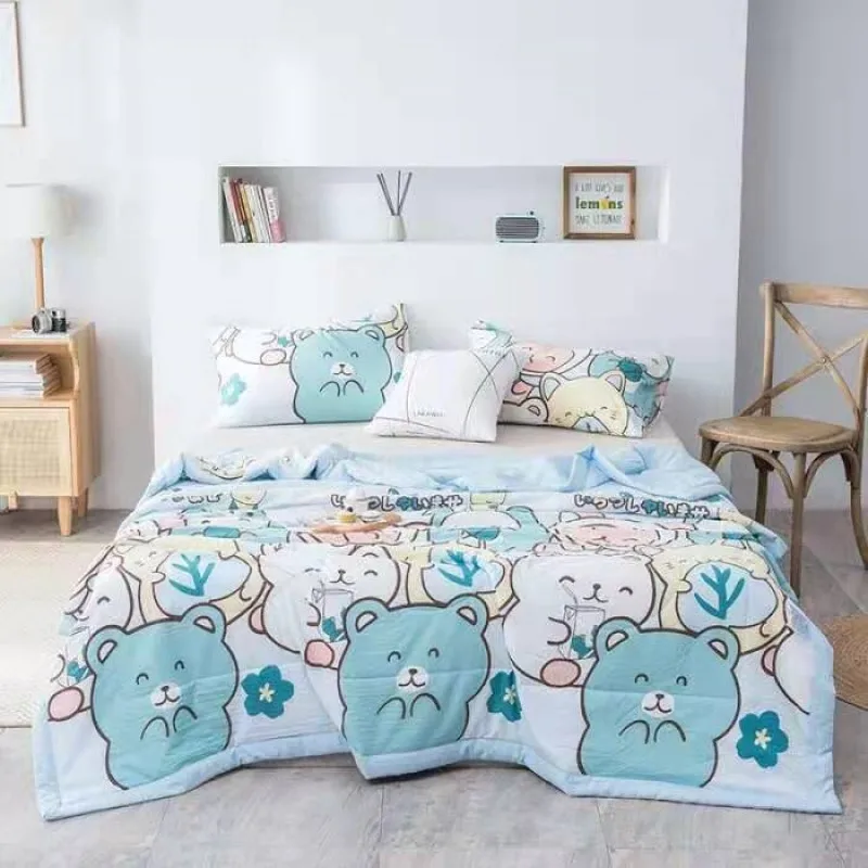 

Cute Girly Style Cool Summer Air-Conditioned Room Quilt Apartment Dormitory Office Sofa Blanket Cotton Thin Quilt
