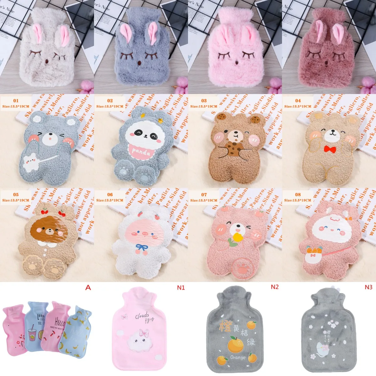 Winter Hot Water Bags for Bed Mini Portable All Hot Products Hot Water Bottle Warm Belly Treasure Cartoon Hand Warmer Filled