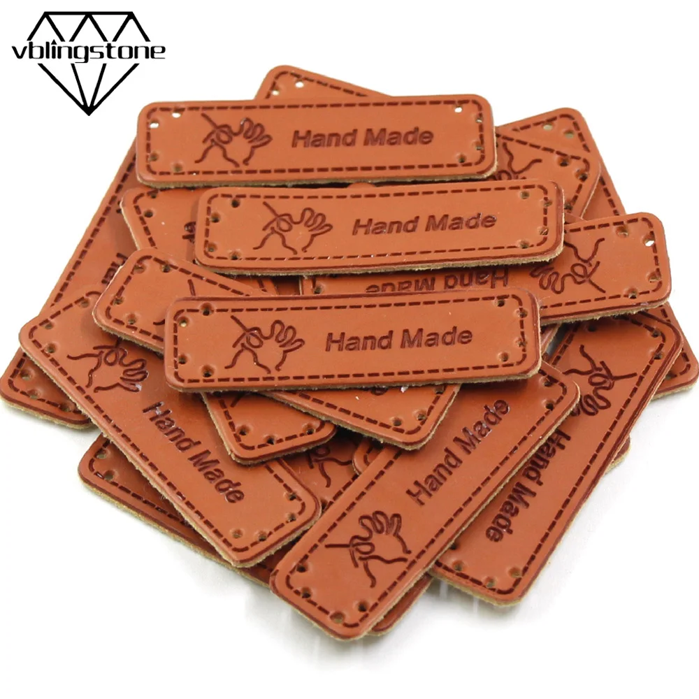 Бирки ручной работы из искусственной кожи 50 шт. бирки для вязания с мультяшным