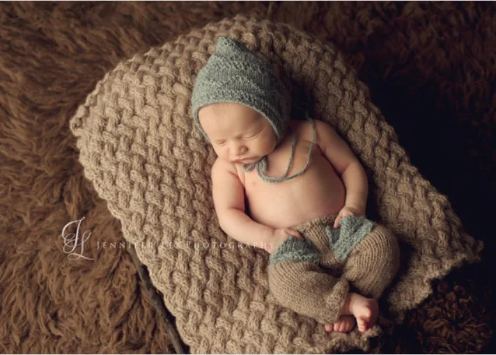 

Мода новорожденных Подставки для фотографий новорожденных ручной работы вязанные крючком штаны шляпа костюм для детей в возрасте до ста дн...