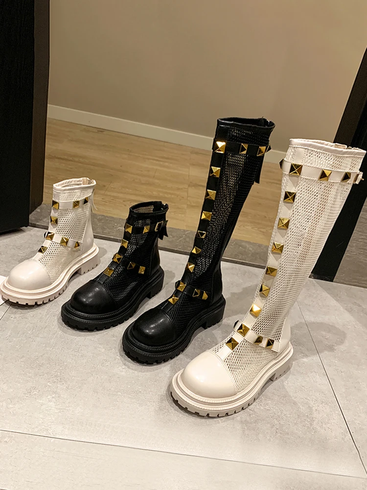 

Women's shoes retro fashion Martin boots new spring summer autumn winter net locomotive tube with ankle boots