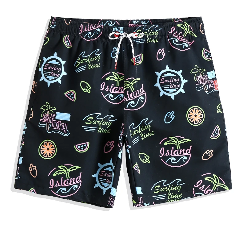 QIKE New Beach shorts Swimsuit Quick dry surfing Floral Joggers Solid Printed Hawaiian bermudas plus size briefs mesh