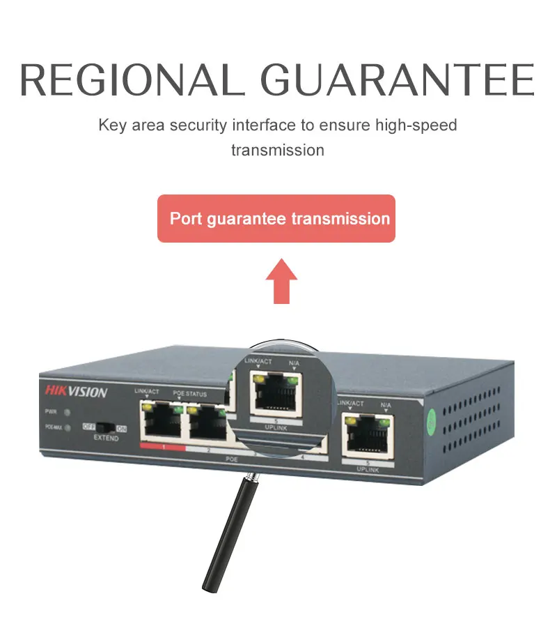 Hikvision DS-3E0105P-E Неуправляемый коммутатор PoE 5 портов 10/100 Мбит/с адаптивный металлический материал для 4CH NVR и CCTV IP камер
