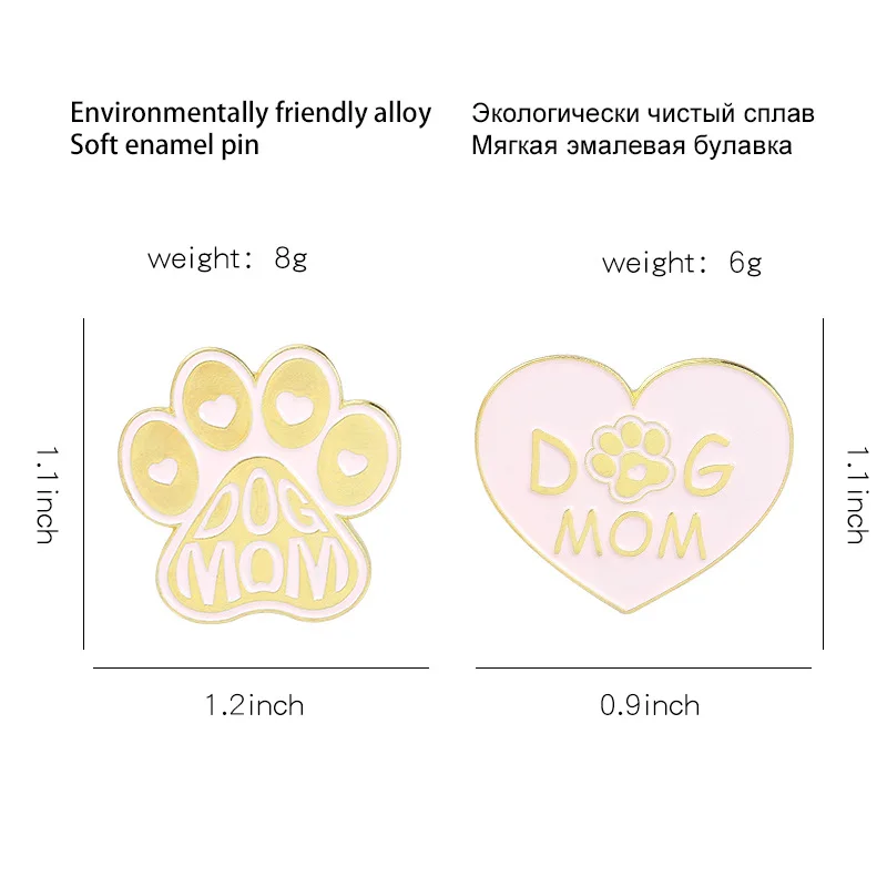 

Cute Pink Dog Paw Brooch Kawaii Animal Brooch Love Pink Gog Paw Brooch Creative Heart-shaped Letter Pin Funny Backpack Badge