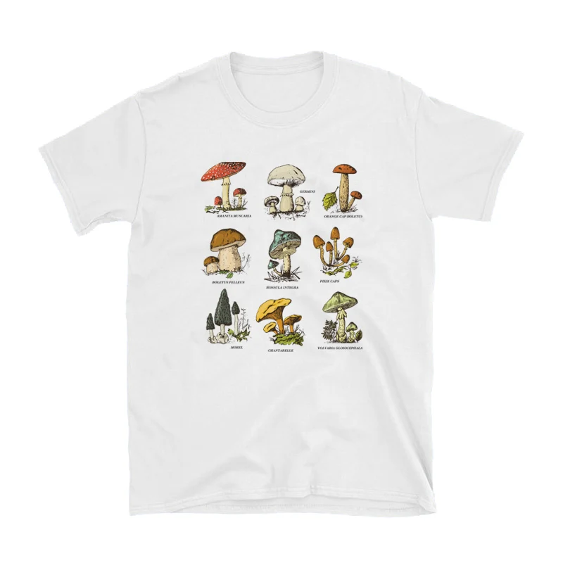 

Vintage Fashion Mushroom Print Oversized T Shirt Egirl Grunge Aesthetic Streetwear Graphic Tees Women T-shirts Cute Tops Clothes