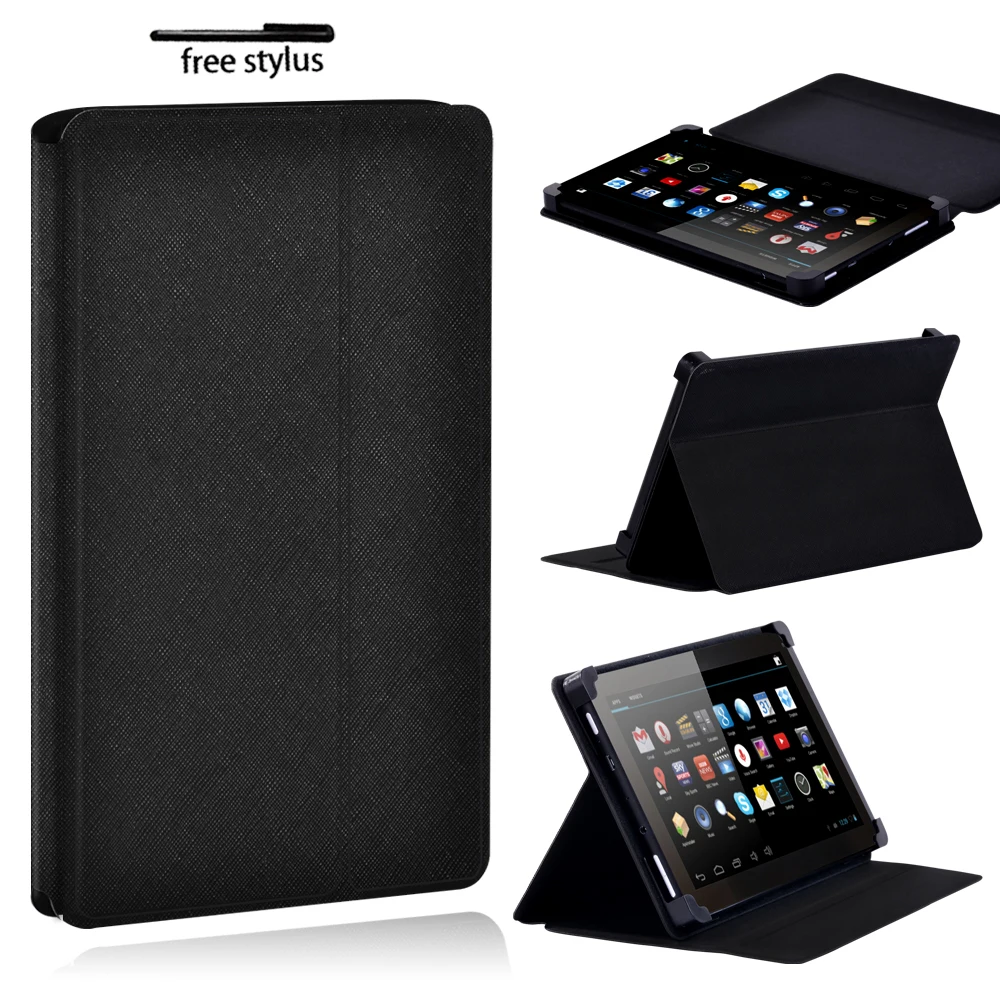 

Black Case for CELLO 7 / 10 Inch Tablet Leather Pu Foldable Scratch Resistant Protective Case Cover + Pen