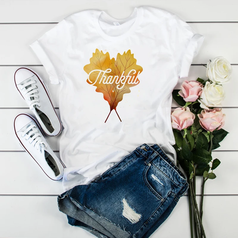 

Women Graphic Simple Pumpkin Cute Print Thankful Happy Thanksgiving Ladies Top Tshirt Female Womens Clothes T Tee Shirt T-shirt