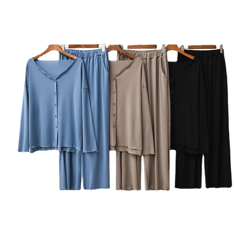 

Новые женские пижамы из хлопка с рукавом до локтя, повседневная женская одежда для повседневной носки, пижамы с длинным рукавом, женская оде...