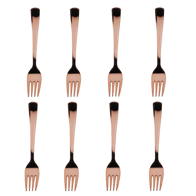 8pcs fork Розовое золото одноразовая посуда Бумага пластины салфетки для стаканчиков соломинки для детей и взрослых из розового золота на день рождения Выпускной Baby Shower поставки - Цвет: 8pcs fork