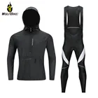 WOSAWE ветрозащитный велосипедный костюм с капюшоном, комплект нижнего белья с гелевыми подушечками для горного велосипеда, мужской комплект из джерси и облегающих брюк