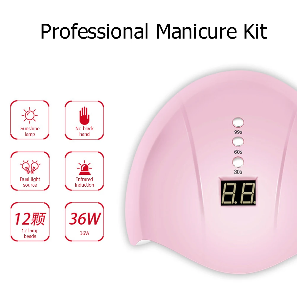 

Electric Nail Set UV LED Lamp Nail Dryer Polish Kit Manicure Sets Nail Art Tools UV Gelinduction Timing Nail Lamp