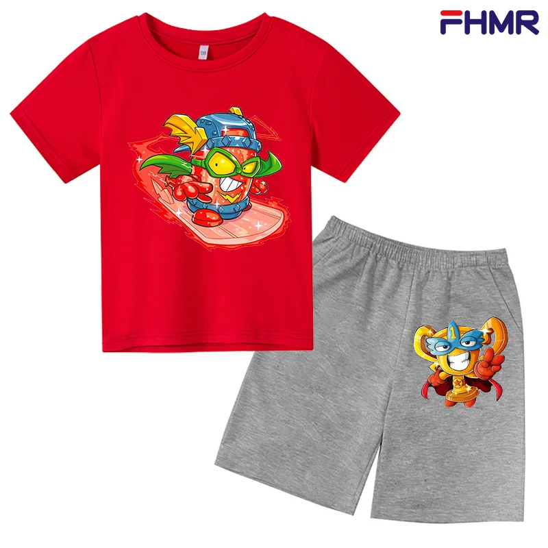 

Super Zinc Print Toddler Girls Sets Top 2pcs Sets Sports Suit Baby Children Clothing Boys T Shirt /Shorts Suits 4T-14T Summer