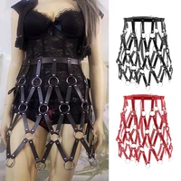 womens leather body harness garter belt adjustable punk cage body skirt costume lingerie suspenders cover