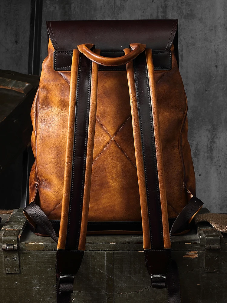 Рюкзак мужской из воловьей кожи Вместительная дорожная сумка для альпинизма