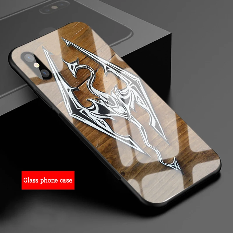 Роскошный чехол для телефона из закаленного стекла с логотипом Skyrim IPhone 13 12 11 Pro Max