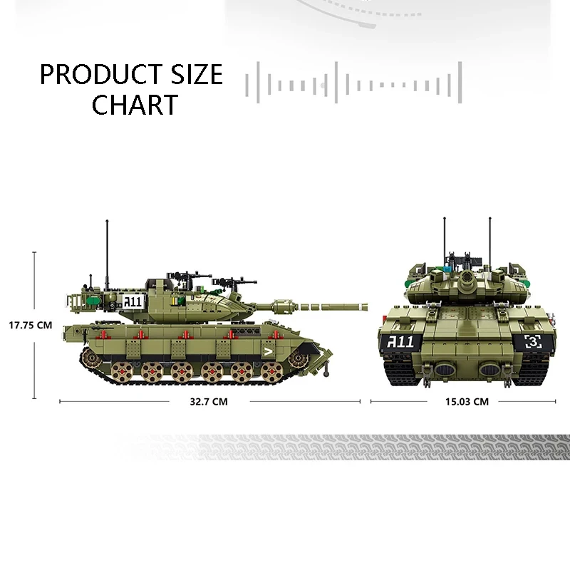 

2021 New Germany Military Tank Bricks MK4 Type5 MK.4M HJ-10 M1A2 Model Building Blocks War Games Toys for Kids Christmas Gifts