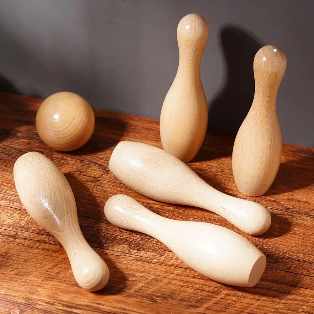 

8Pcs/Set Montessori Wooden Bowling Bottle Set Bowling Ball Baby Bowling Practice Toy Kids For Children Outdoor