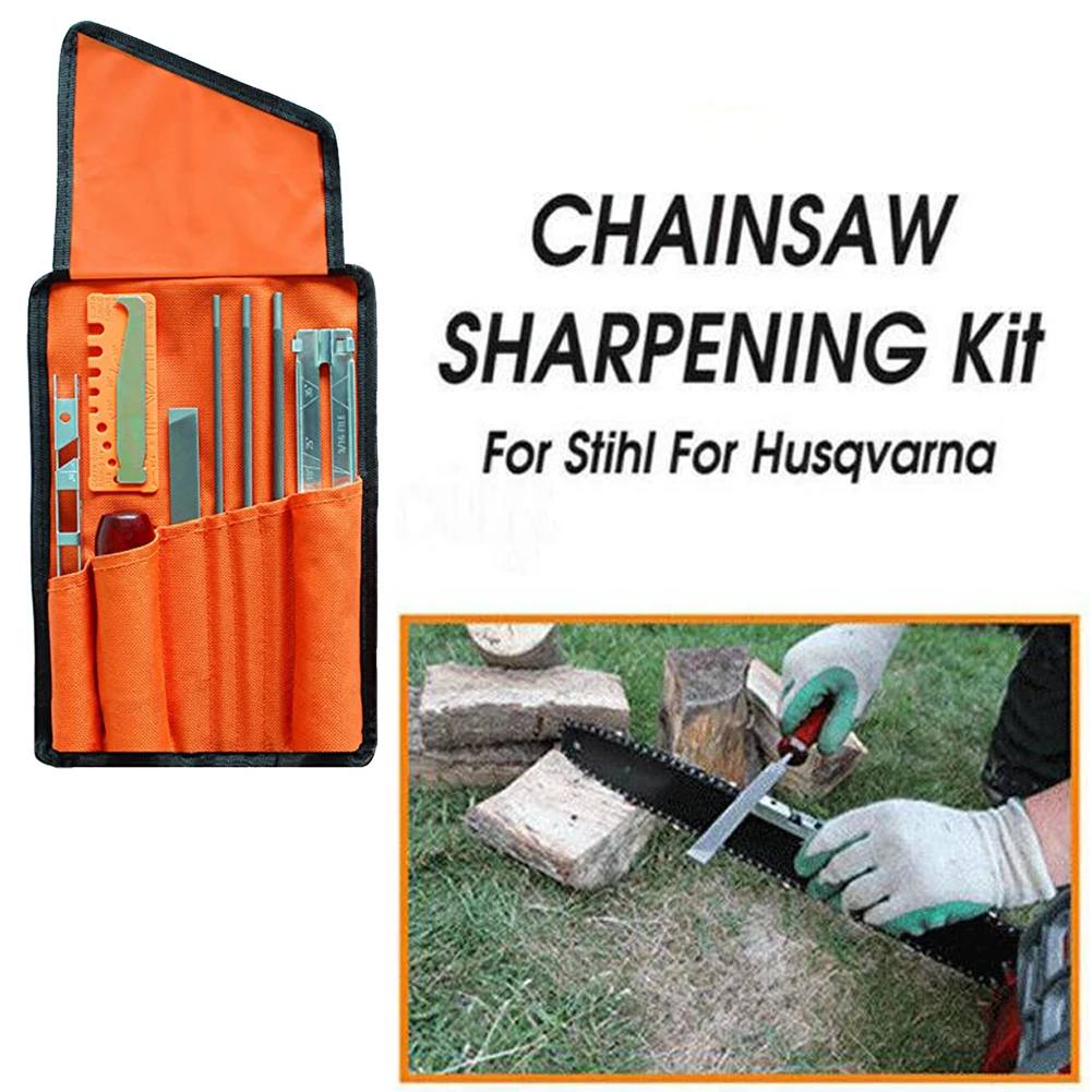 

10PCS Chainsaw Sharpener File Kit Universal Flat File Holder Depth Gauge Slot Cleaner Professional Chainsaw Chain Sharpening Kit