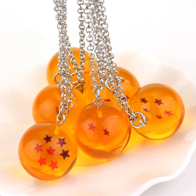 

Anime Ball Z Necklace Pvc 1-7 Stars Son Goku Necklaces Pendant Statement Crystal Ball Keychain Llavero Chaveiro Necklaces