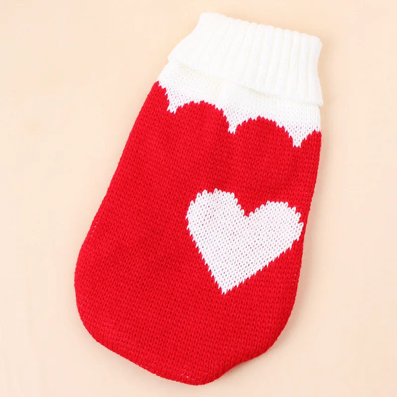 Одежда для собак с отворотами милый вязаный свитер рисунком клубники теплый