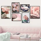 Настенная картина с изображением розового цветка пиона колеса обозрения двери автомобиля настенная Картина на холсте скандинавские постеры и принты настенные картины для декора гостиной