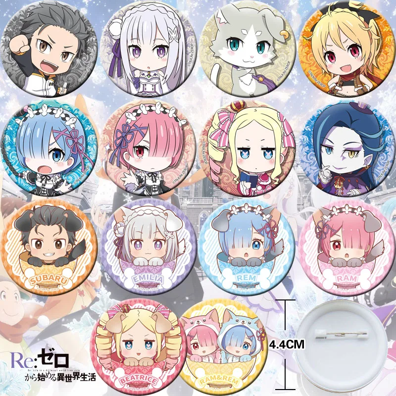 

18pcs Re: Life in a Different world from zero Rem Bedge Collect Backpack Bags Badge 44mm Button Brooch Pin Souvenir Figuras Gift