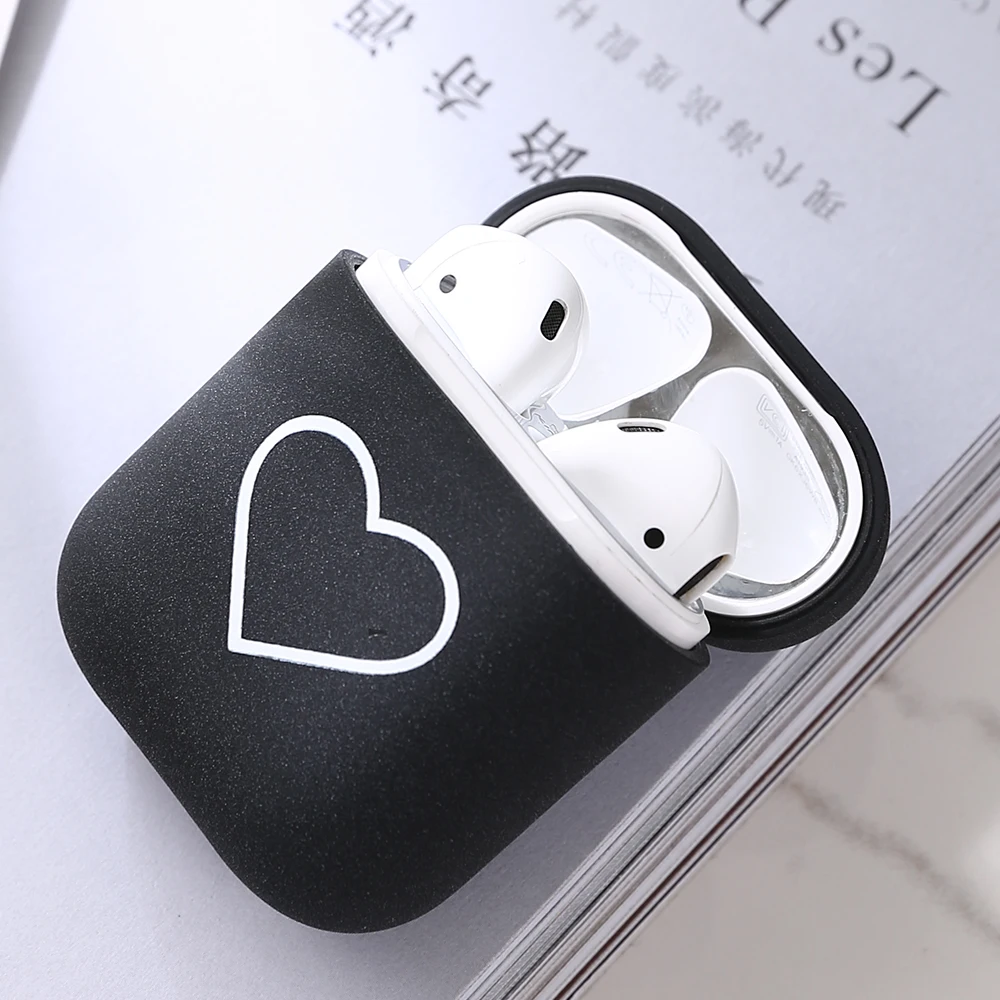 Чехол для Airpods 2 1 с милым сердечком, ПК, Bluetooth, беспроводные наушники, защитный чехол для Airpods Air pod, зарядная коробка, матовый чехол