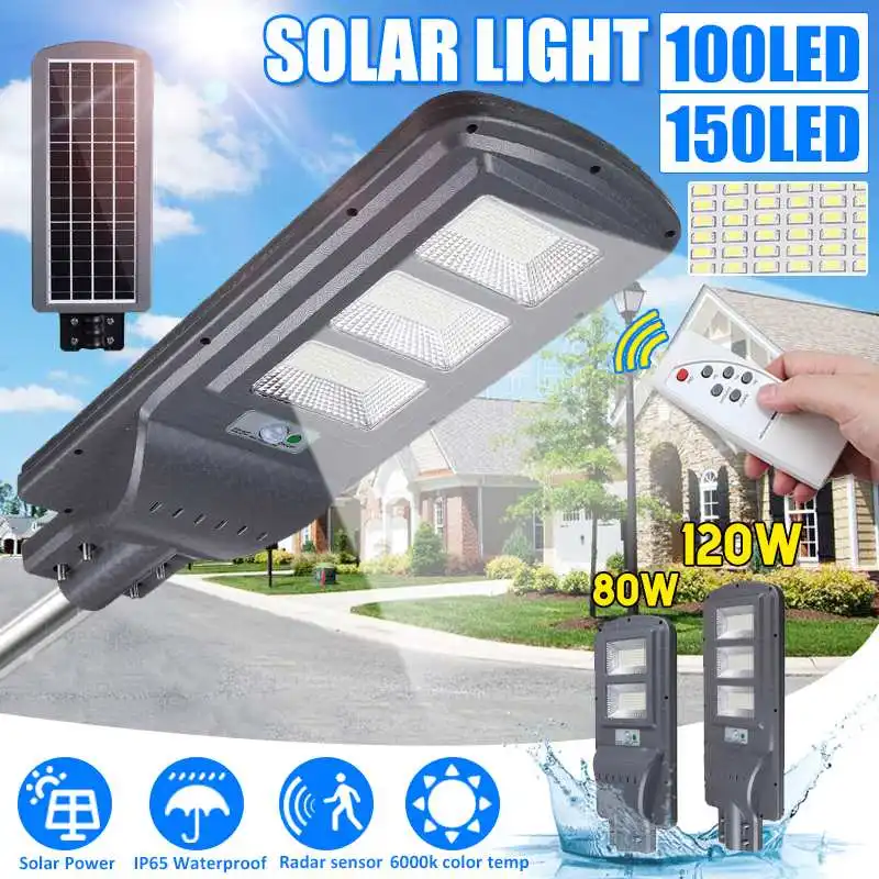 

Уличный светодиодный светильник на солнечной батарее, 120 Вт, с датчиком движения