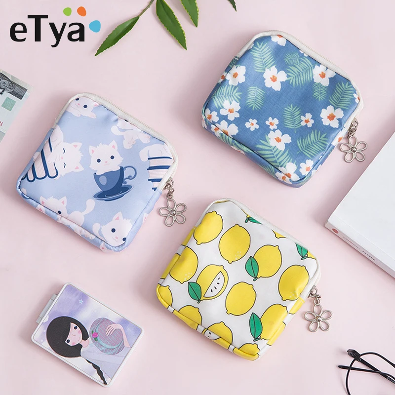 Женская мини сумка для монет eTya с рисунком кота отделениями карт и наушников