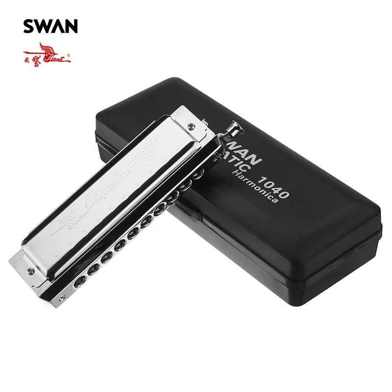 Лебедь SW1040-5 закругленный мундштук 10 отверстий 40 тонов Хроматическая губная гармоника переключаемый деревянный духовой музыкальный инструмент Лебедь Губная гармошка