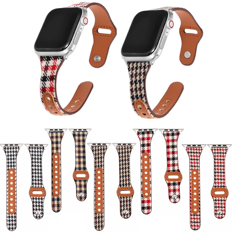 

high quality Leather Loop for iwatch series 7 41mm 45mm 6SE 5 4 3 2 1 44mm Slimmer Strap for Apple Watch Band 38mm 42mm 40mm