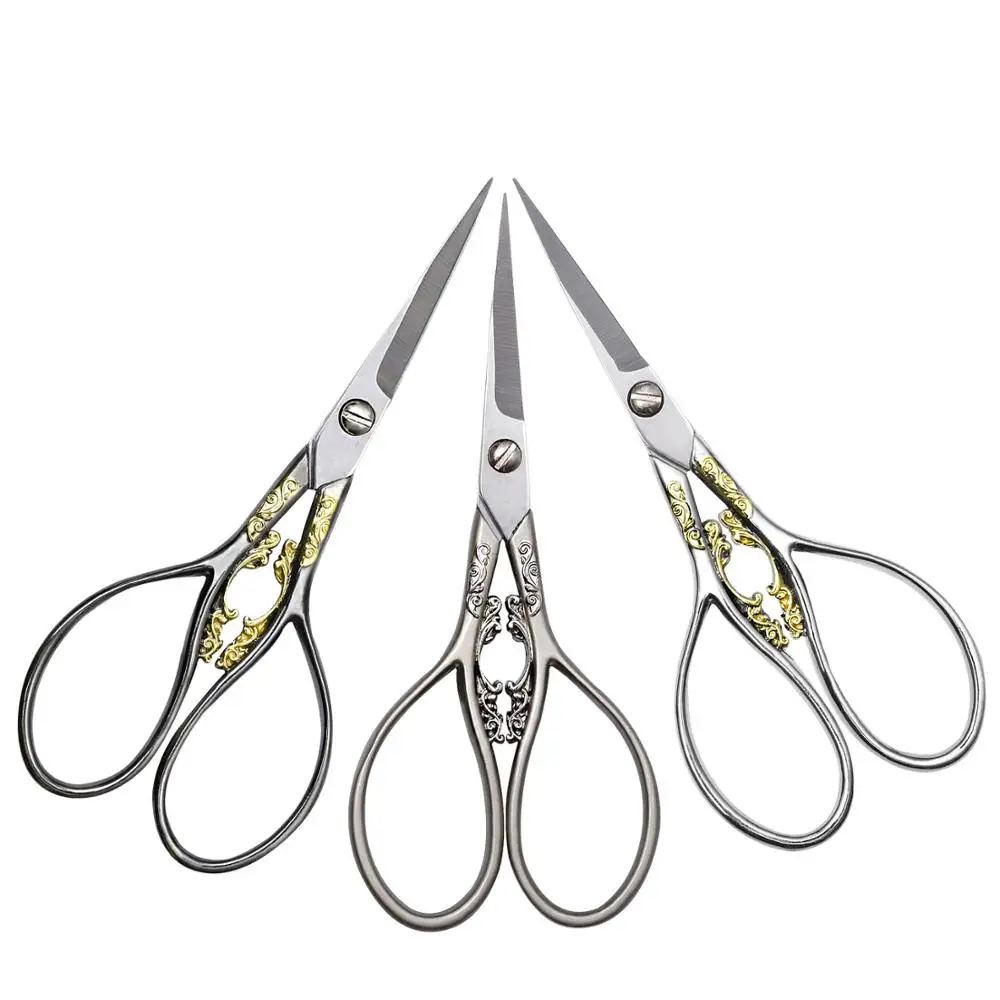 

1Pc European Vintage Classic Stainless Steel Floral Scissors Sewing Shears DIY Tools Flower Pattern Embroidery Scissors