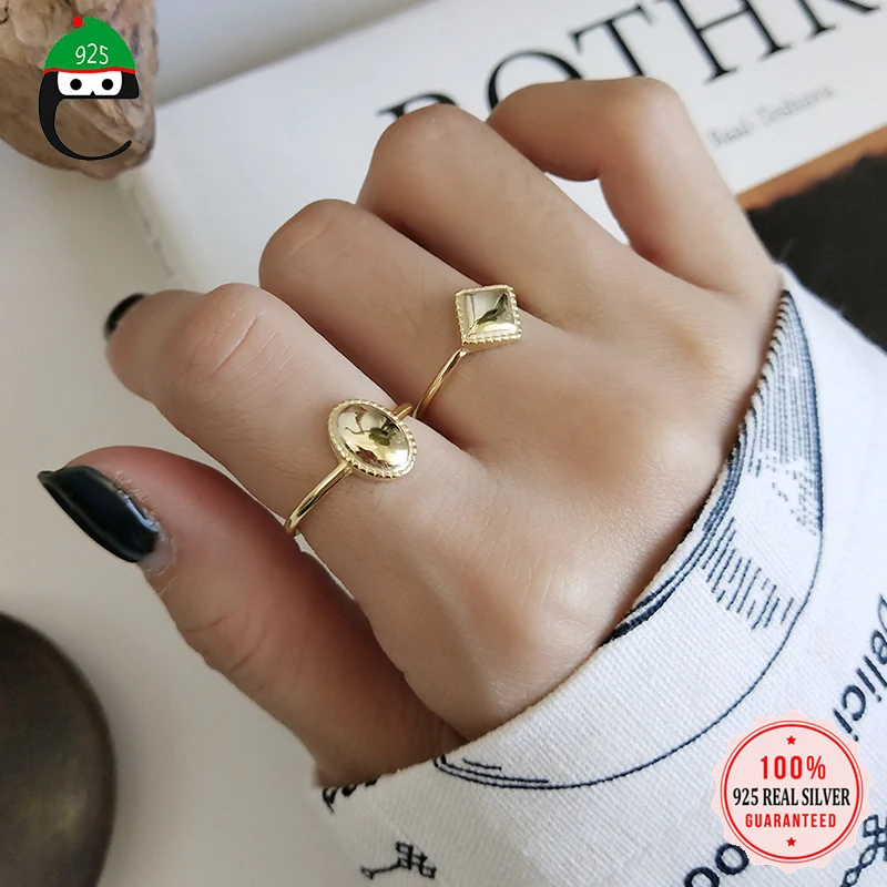 Женское регулируемое кольцо ElfoPlataSi золотистое с геометрическим узором из