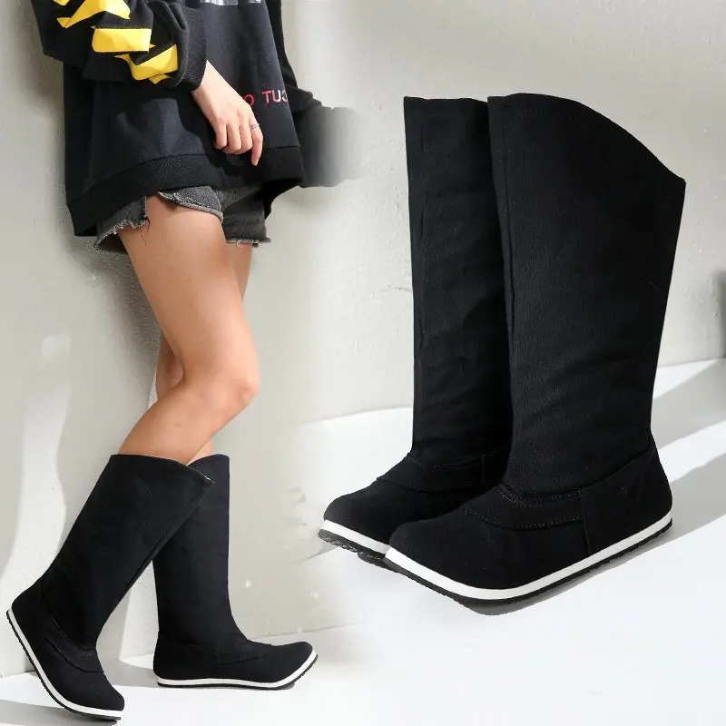 

Chinese Style Ancient Costume Hanfu Inner Boots Upturned Men Women Soap Boots Photography Shoes Knights Officers Soldiers Boots